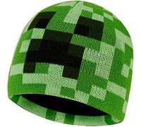 Minecraft Beanie Hat, Fluffy Bucket Hat or Beanie and Kids Gloves Set Creeper Kids Winter Set Warm Winter Hat Gaming Gifts for Boys (Green Hat, S/M)