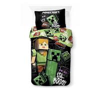 Minecraft Bedding Set for Kids | Single Size Duvet Cover 140x200 cm with Pillowcase 50x70cm, 100% Cotton | Soft Breathable & Riversible Children’s Bed Linen Set (Minecraft - Pixel Paradox)