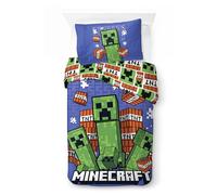 Minecraft Bedding Set for Kids | Single Size Duvet Cover 140x200 cm with Pillowcase 50x70cm, 100% Cotton | Soft Breathable & Riversible Children’s Bed Linen Set (Minecraft - Survive Spiral)