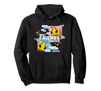 Minecraft Best Friends Forever Bees Flying Pink & Blue Pullover Hoodie, Adult Unisex, Black, Small