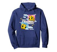 Minecraft Best Friends Forever Bees Flying Pink & Blue Pullover Hoodie, Adult Unisex, Navy Blue, Medium
