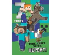 MINECRAFT BIRTHDAY CARD WITH STICKERS AGE 7, 7TH BIRTHDAY, GAMING CARD, FOR HIM, HER, BROTHER, SISTER, COUSIN