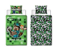 MINECRAFT 'BLOCK CHECK' Reversible Duvet Cover Bedding Set SINGLE