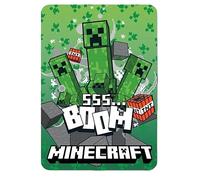 Minecraft Boom Fleece Blanket - Vibrant Green/White - Vibrant Green/White - 140cm x 100cm