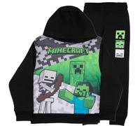 Minecraft Boys 2 Piece Fleece Pants Sets, Minecraft Pullover Hoodie and Jogger Set for Boys, Black, 7 UK