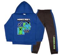 Minecraft Boys 2 Piece Fleece Pants Sets, Minecraft Pullover Hoodie and Jogger Set for Boys, Blue, 7