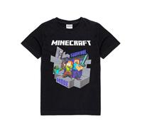 Minecraft Boys Black Alex And Steve Placement Print Short Sleeved T-Shirt - 13-14 Years