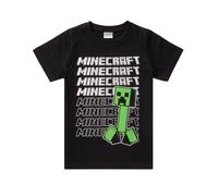 Minecraft Boys Black Creeper & Logo Placement Print Short Sleeved T-Shirt - 11-12 Years
