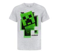 Minecraft Boys Black Large Creeper Character Print Short Sleeved T-Shirt - 7-8 Years