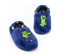 Minecraft Boys Blue Creeper Zombie Applique Mule Slippers [dis] - 11 UK Child