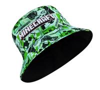 Minecraft Boys Bucket Hat | Summer Hat for Boys | Reversible Design | Gaming Hat Green