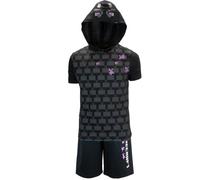 Minecraft Boys Costume Short Set with Black TNT Short and Mincraft Logo on Green Hooded T-Shirt, Black, 10-12