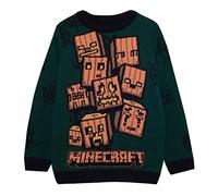 Minecraft Boys Creeper Pumpkins Knitted Jumper, Green, 5-13 Years