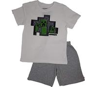 Minecraft Boys' Creeper Pyjamas Short, White, 8 Years