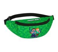 Minecraft Boys Fashion Waist Pack with Adjustable Strap, Creeper Travel Bag - Gamer Gifts (Green/Black)