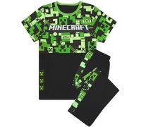 Minecraft Boys Green Creeper All-Over Print & Logo Short Sleeve Long Leg Pyjama Set - 8-9 Years