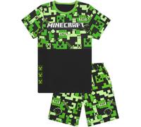 Minecraft Boys Green Creeper All-Over Print & Logo Short Sleeve Short Leg Pyjama Set - 6-7 Years