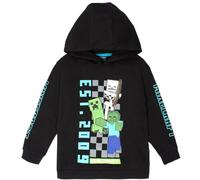 Minecraft Boys Hoodie with Kangaroo Pocket 100% Cotton Gaming Warm Sweatshirt for Kids 5-12 Years Gift for Boys Black