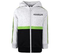 Minecraft - Boys Hoodies - Gray and Black Zip Up Sweatshirt - Kids Zip Up Sweatshirt - Gray and Black - Aged 9/10