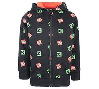 Minecraft - Boys Hoodies - Gray and Black Zip Up Sweatshirt - Kids Zip Up Sweatshirt - Gray and Black - Aged 9/10