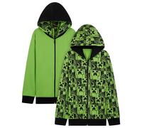 Minecraft Boys Hoodies - Reversible Hooded Sweatshirt for Kids Teenagers 5-14 Years Warm Zip up Hoodie Gamers Gifts (Green, 5-6 Years)