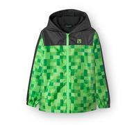 Minecraft Boys Jacket | Creeper Waterproof Hoodie Fleece Lined Raincoat | Gamer Hooded Jacket