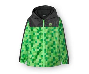 Minecraft Boys Jacket | Creeper Waterproof Hoodie Fleece Lined Raincoat | Gamer Hooded Jacket