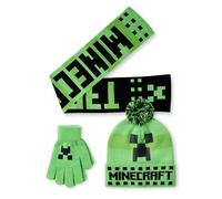 Beanie , Gloves and Scarf Set Minecraft Green One Size