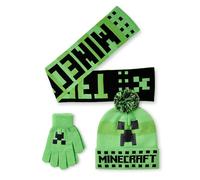 Minecraft Boy's Kids Beanie, Gloves & Scarf Set (Green) in Green Minecraft Green One Size