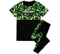 Minecraft Boy's Kids Short Sleeve Long Leg Pyjama Set (Green Black) in Green | Size: 6-7 Years Minecraft Green 6-7 Years