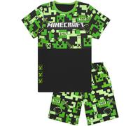 Minecraft Boy's Kids Short Sleeve Short Leg Pyjama Set (Green) in Green | Size: 10-11 Years Minecraft Green 10-11 Years