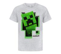 Minecraft Boy's Kids Short Sleeved T-Shirt (Grey) in Black | Size: 7-8 Years Minecraft Black 7-8 Years