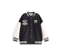 Minecraft Boy's Kids Varsity Jacket (Black) in Black | Size: 7-8 Years Minecraft Black 7-8 Years