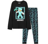 Minecraft Boys Long Pyjamas Set, Comfy Cotton PJs Creeper Loungewear - Gamer Gifts for Boys