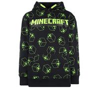 Minecraft Boys Patterned Hoodie - 100% Cotton Black With Green Creeper Design - Clothes Gifts (7-8 Years)