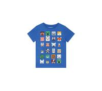 Minecraft Boy's Pixelated Character Gaming T-Shirt in Blue | Size: 11-12 Years Minecraft Blue 11-12 Years