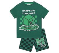 Minecraft Boys Pyjamas, Cotton Kids Pyjamas, Short Sleeve Creeper Boys Pjs, Green 12-13 Years