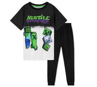 Minecraft Boys Pyjamas Set Lounge Wear Long Top or T-Shirt and Bottoms Teenagers Kids PJs 5-14 Years Gifts for Boys (Black/White, 9-10 Years)