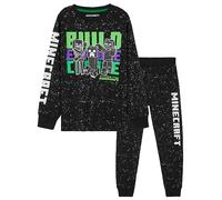 Minecraft Boys Pyjamas Set Lounge Wear Long Top or T-Shirt and Bottoms Teenagers Kids PJs 5-14 Years Gifts for Boys (Black, 13-14 Years)