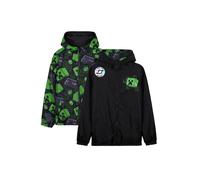 Minecraft Boy's Reversible Raincoat Jacket Water Resistant Hooded Outerwear Top in Black | Size: 11-12 Years Minecraft Black 11-12 Years