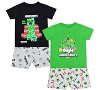 Minecraft Boys Short Pyjamas 2 Pack Kids Gaming PJs Gamer Nightwear (2 Pack PJs, 7-8 Years) Multicolour