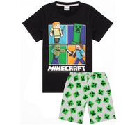 (Multicoloured, 8-9 Years) Minecraft Boys Green All-Over Print Pyjamas