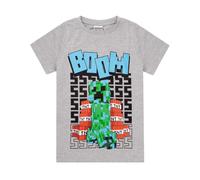 Minecraft Boy's Short Sleeved T-Shirt (Kids Grey) in Grey | Size: 7-8 Years Minecraft Grey 7-8 Years