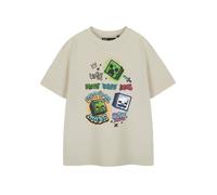 Minecraft Boy's Short Sleeved T-Shirt (Kids Oatmeal) in Beige | Size: 13-14 Years Minecraft Beige 13-14 Years