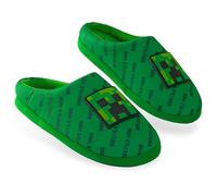 Minecraft Boys Slippers, Cosy Creeper Indoor House Shoes - Gamer Gifts for Boys