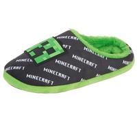Minecraft Boys Slippers Kids Creeper Gaming Open Back Mules Slip On House Shoes Black 11 UK Child