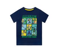 Minecraft Boy's Steve & Alex Adventure Mode T-Shirt in Blue | Size: 8-9 Years Minecraft Blue 8-9 Years