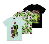 Minecraft Boys T-Shirts Pack of 3 | Short Sleeve 3PK Multipack T-Shirts | Summer Gaming Merchandise (UK, Age, 12 Years, 13 Years, Regular, Multicoloured)