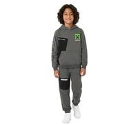 Minecraft Boys Tracksuit - Official Kids Hoodie & Joggers Set, Grey Creeper Cotton Gaming Tracksuit, Age 5-12 Years (UK, Age, 11 Years, 12 Years, Regular)
