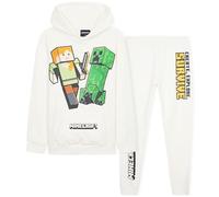 Minecraft Boys Tracksuit Set Comfy Loungewear Activewear - Gaming Gifts for Boys (White, 11-12 Years)